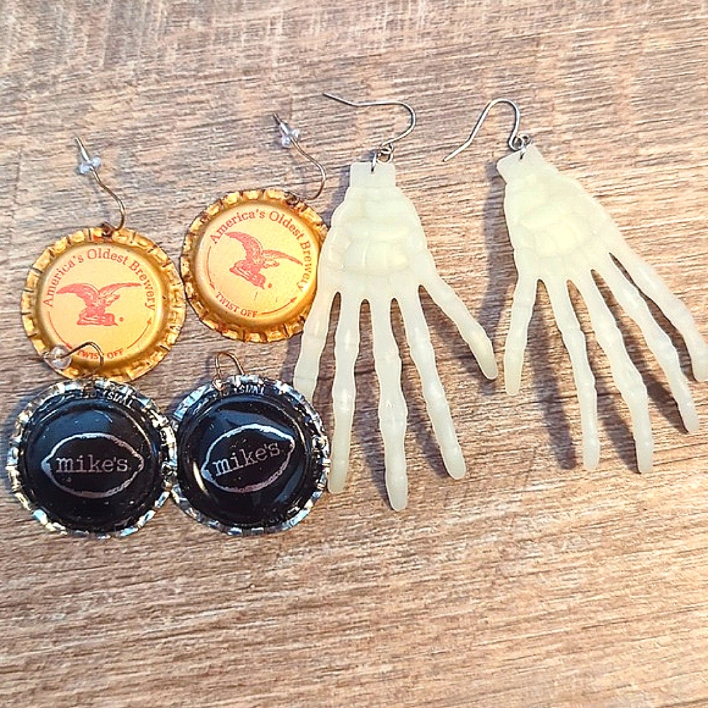 Skeleton handmade earrings NWOT